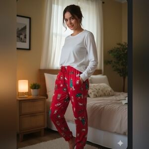 JOYSPUN Christmas Pajama Sleep Women’s  Jogger Sz L Festive